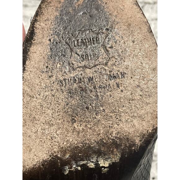 Stuart Weitzman Peep Toe Heels Leather Snake OW36069 Womens 7.5 M Reptile Black - Picture 7 of 10